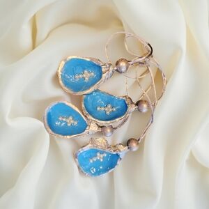 Elegant Blue and Silver Oyster Ornaments